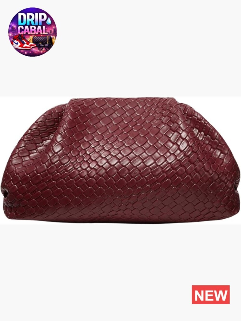 Woven Faux PU Leather Clutch Evening Bag No Strap Elegant Handbag